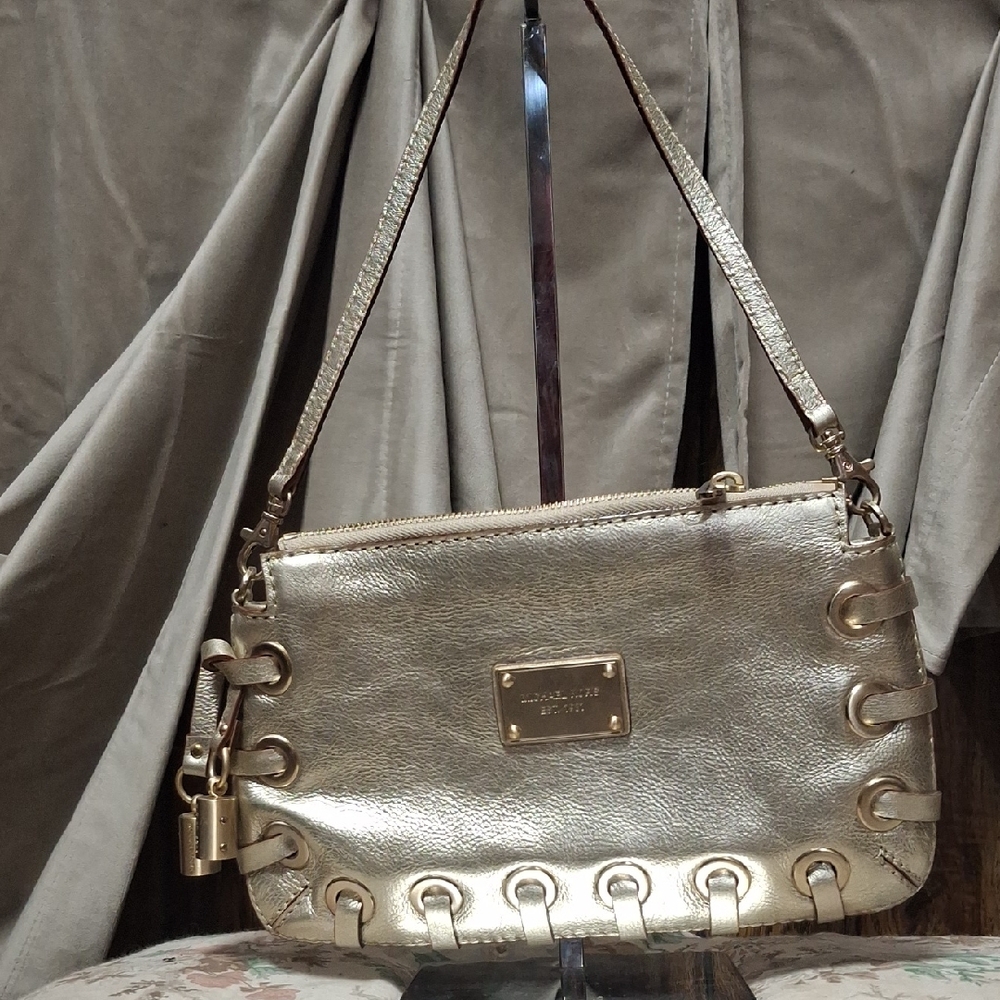 Michael Kors Gold Leather Clutch